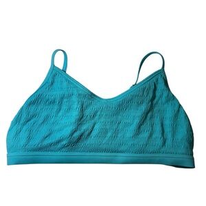 abercrombie kids turquoise blue v-neck textured bikini top size 15/16